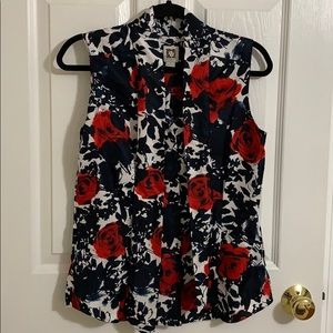 Anne Klein tie neck floral blouse
